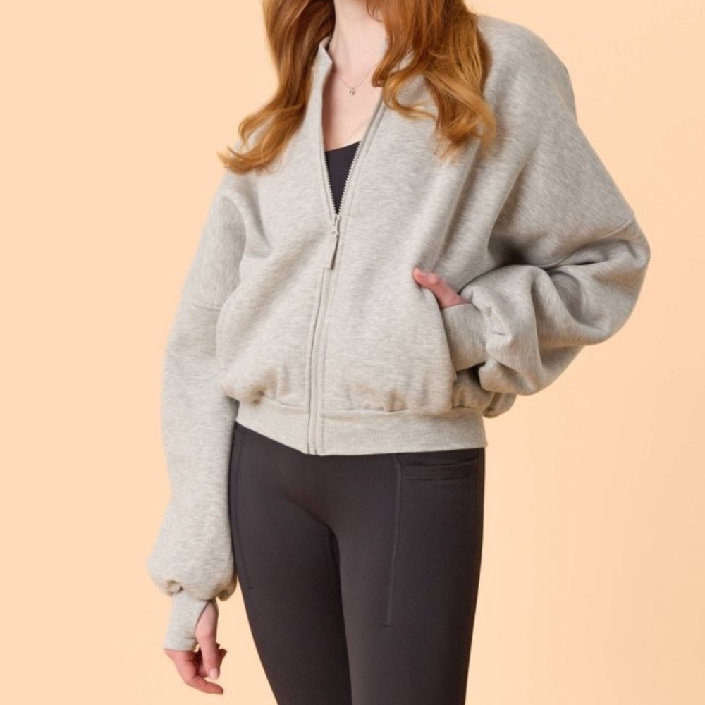NWT Blogilates Marshmallow Bomber Jacket